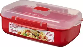 Sistema Stačiakampė mikrobangų krosnelėje šildoma priešpiečių dėžutė, 1,25 l, raudona