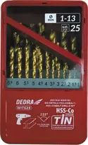 Grąžtas Dedra Rinkinys metalui HSSkobaltasTiN 25 vnt 135