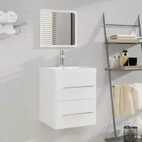 Praustuvo spintelė su įmontuotu praustuvu, balta, mediena