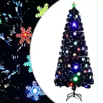 Kalėdų eglutė su LED snaigėmis, juoda, 210cm, optinis pluoštas