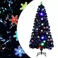 Kalėdų eglutė su LED snaigėmis, juoda, 150cm, optinis pluoštas
