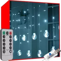 Iso Trade Apvalių lempučių girlianda užuolaida 108LED USB - šaltai balta