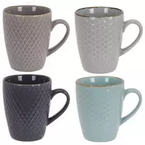 Excellent Houseware Keraminiai pastelinių spalvų puodeliai, 4 puodeliai 300 ml dovanų dėžutėje