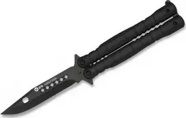 K25 drugelio peilis K25 02131 Balisong juodas