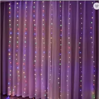 LED užuolaida USB 5V RGB 3x3m 300LED su valdikliu ir nuotolinio valdymo pulteliu