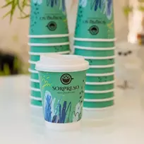 12oz SORPRESO baltas dangtelis Latte vienkartiniam puodeliui (100 vnt.)