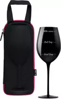 Divinto Gigantiška juoda vyno taurė "Who cares" (750ml)