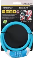 Dunlop dviratinė spiralinė spyna su kodu 10mm x 65cm mėlyna