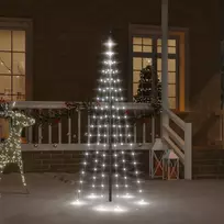Kalėdų eglutė ant vėliavos stiebo, 180cm, 108 šaltos baltos LED