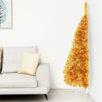 Dirbtinė pusinė Kalėdų eglutė su stovu, auksinė, 120cm, PET