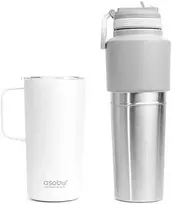 Asobu Asobu Twin Pack Butelis su puodeliu baltas, 0,9 L + 0,6 L