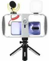 Vaizdo įrašymo rinkinys - Godox Vlogging Kit VK1 Shotgun Mic, LED Light, Išmanusis telefonas Rig, Mini Tripod