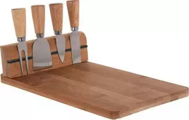 Excellent Houseware Bambukinė sūrio lenta su peiliais 5 vnt.