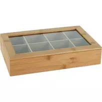 KOOPMAN Bambuko arbatos dėžutė 32x20x6,5 cm su permatomu dangčiu