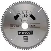 Tivoly Diskinis pjūklas spalvotiems metalams 216x30x2.5/1.7mm, z80, 3°, (20mm adapteris)