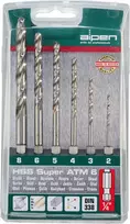 Grąžtas Alpen Twist gręžimo rinkinys (2-8 MM) HSS-G 1/4 colio velenas plienui, ketui, spalvotiesiems metalams, metalui