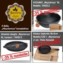 Kazanas 8L ir 2-jų keptuvių „Maysternya“ komplektas (4 dalių)
