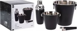 Excellent Houseware Plieninis kokteilių gaminimo rinkinys 4 vnt. juodas