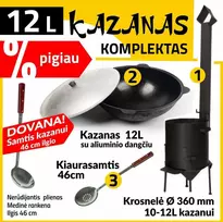 Komplektas: Krosnelė kazanui 12L / Namangan kazanas 12L / Kiaurasamtis ir samtis 46 cm