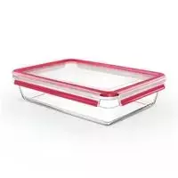 Emsa Clip&Close stiklinis maisto konteineris 3 L raudonas
