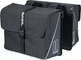Basil Double City Pannier BASIL FORTE DOUBLE BAG 35L, Universal Bridge System, vandeniui atsparus brezentas ir poliesteris, juoda (NAUJA)