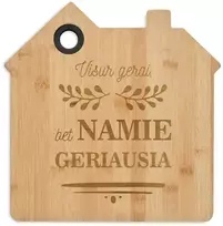 Namelio formos bambukinė pjaustymo lentelė "Visur gerai, bet namie geriausia"
