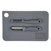 Lenta 24x16 cm su grandikliu ir daržovių peiliuku 6 cm pilka
