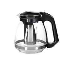 Juodas stiklinis arbatinukas 1,5 l su filtru