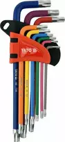 Yato Toya Sa Poland L tipo raktų rinkinys | spalvoti / S2 | T-Star (Torx) / T10 - T50 | 9 vnt. (YT-05633)
