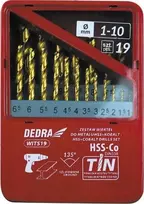 Grąžtas Dedra Rinkinys metalui HSSkobaltasTiN 19 vnt 135