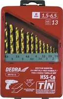 Grąžtas Dedra Rinkinys metalui HSSkobaltasTiN 13 vnt 135