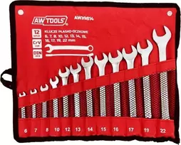AW-Tools Kombinuotų veržliarakčių komplektas AWTools AW39814; 6-12 mm; 12 vnt.