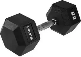 HMS Hex Pro gumuotas hantelis 1 x 25 kg