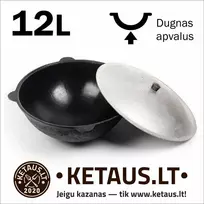 Užbekiškas poliruotas kazanas 12L (Namangan) apvalus dugnas (su pažeista pakuote) (Pažeista pakuotė)