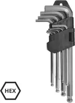 AW-Tools AWTOOLS ŠEŠIAKAMPIAI RAKTAI (HEX) /1,5-10,0mm/ 9vnt. SU RUTULINE GALVUTE