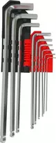 AW-Tools AWTOOLS ŠEŠIAKAMPIAI RAKTAI HEX /1,5-10,0mm/ 9vnt. SU RUTULINE GALVUTE ILGI Juodas LINE