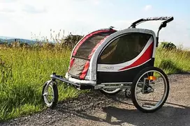 Guto Guto Deluxe 2in1 dviračio priekaba raudona / šviesiai pilka