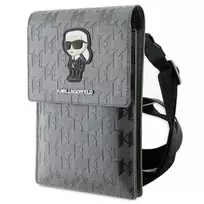 Karl Lagerfeld krepšys Saffiano Monogram Ikonik (KLWBSAKHPKG) sidabrinės spalvos