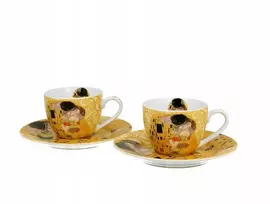 DUO Porcelianiniai espresso puodeliai su lėkštutėmis 110ml 2vnt,The Kiss