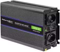 QOLTEC 51928 Monolitinis įtampos keitiklis 4000 MS Wave / 12V iki 230V / 2000/4000W / USB