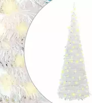 Išskleidžiama dirbtinė Kalėdų eglutė, balta, 120cm, 50 LED