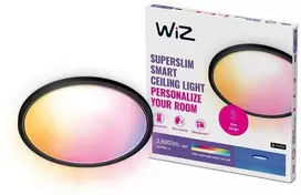 Išmanusis LED šviestuvas WiZ SUPERSLIM 22W 2700-6500K 2600lm RGB juodos sp, Ø42,3x3,2cm
