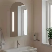 Veidrodinė vonios kambario spintelė su LED, balta, 42x13x70cm