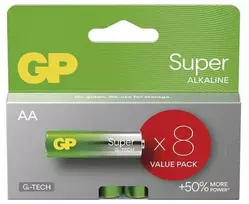 GP Super vienkartinės šarminės AA baterijos, 8 vnt. pakuotė