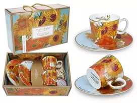 Camani Carmani Puodeliai su lėkštutėmis 2vnt, 125ml , Van Gogh "Saulėgrąžos"