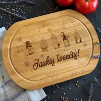 Ovali bambukinė pjaustymo lentelė "Jaukių švenčių"