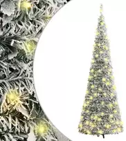 Išskleidžiama dirbtinė Kalėdų eglutė su sniegu, 150cm, 100 LED