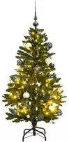 Kalėdų eglutė su šarnyrinėmis šakomis/LED/žaisliukais, 120cm