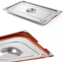GN Profi Line su konteinerio dangtelis su silikoniniu sandarikliu ir išpjova GN1/4 rankenoms 265x162mm plienas - Hendi 804346