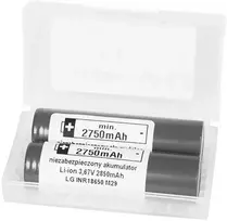 Akumuliatorius 18650 li-ion LG 2850 10A 2vnt. 3,6V + BOX na dwa akumulatory